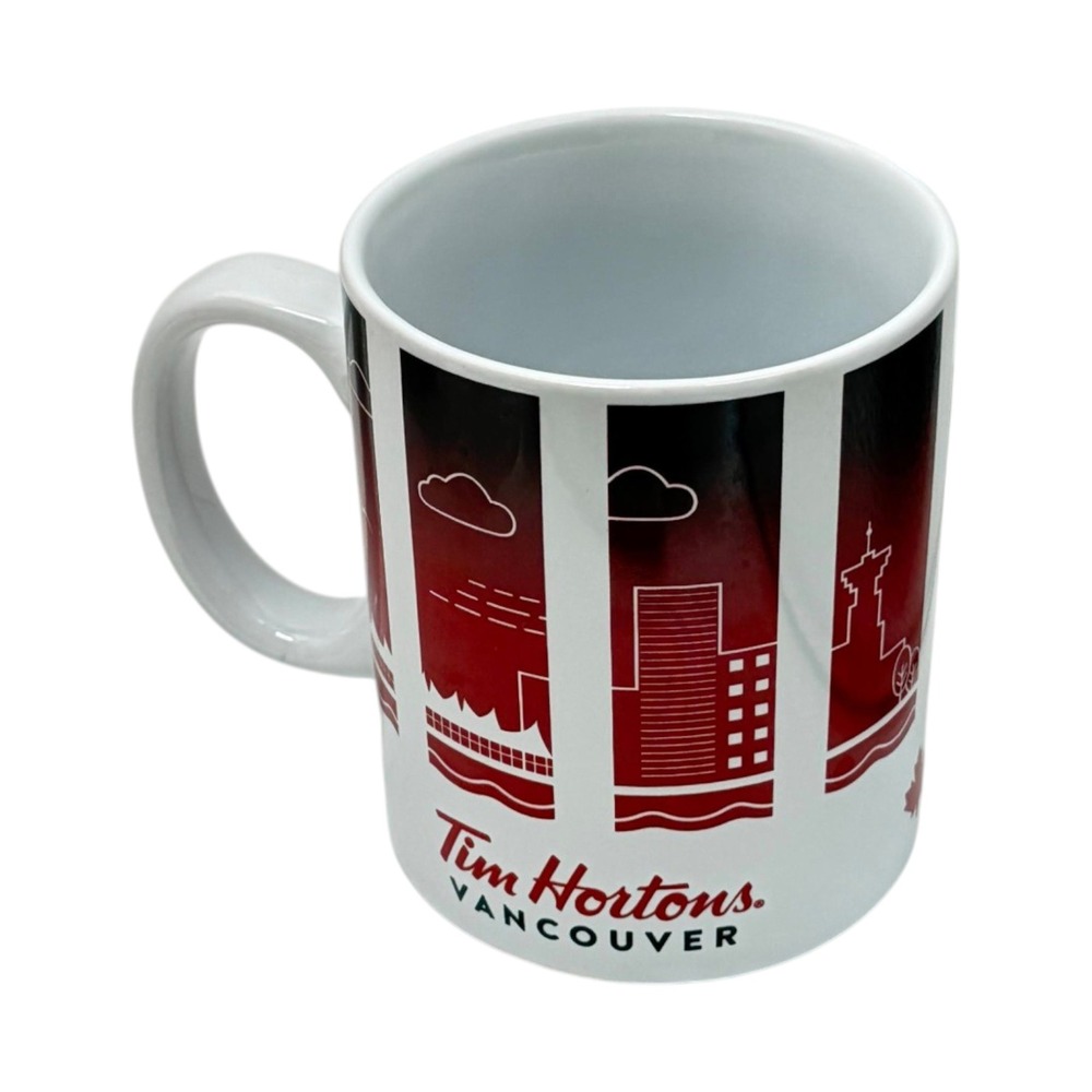Tim‎ Hortons Coffee Mug Vancouver Skyline City 12oz Ceramic Red Series 1 2016